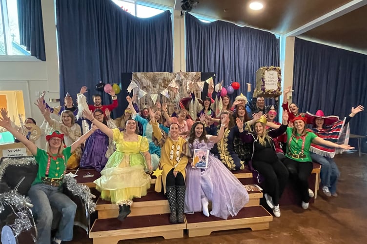 The staff at St John's Church of England Primary School, Midsomer Norton, their themselves into their pantomime performance 