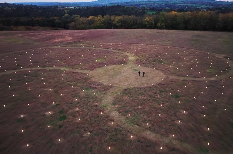 The temporary artwork at dusk. (Picture: Elastic Pie)