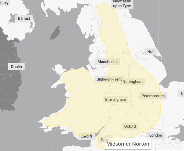 Snow forecast for Midsomer Norton and surrounding areas