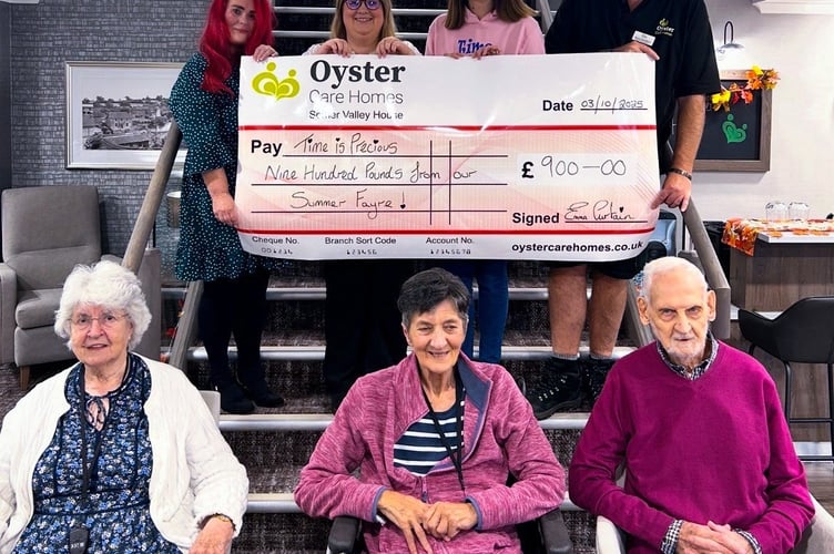 Somer Valley House care home in Midsomer Norton donates over £1,000 to Time is Precious charity through their Christmas Fayre event.