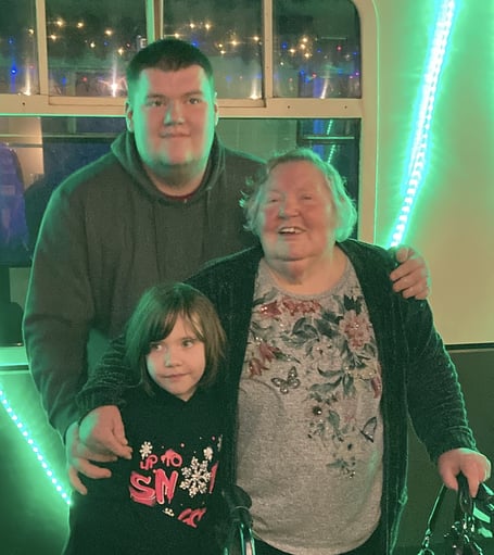 Pamela Doris Humphries with her grandchildren 