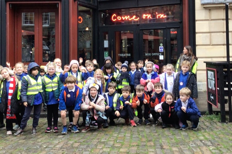 KS1 Chew Magna Primary School pupils pictured outside the Old Vic in Bristol