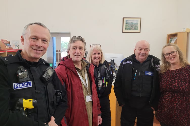 Ward councillors with the Chew Valley Community Policing Team led by PC Neil Addison at a drop in surgery in the Chew Valley Library, Bishop Sutton