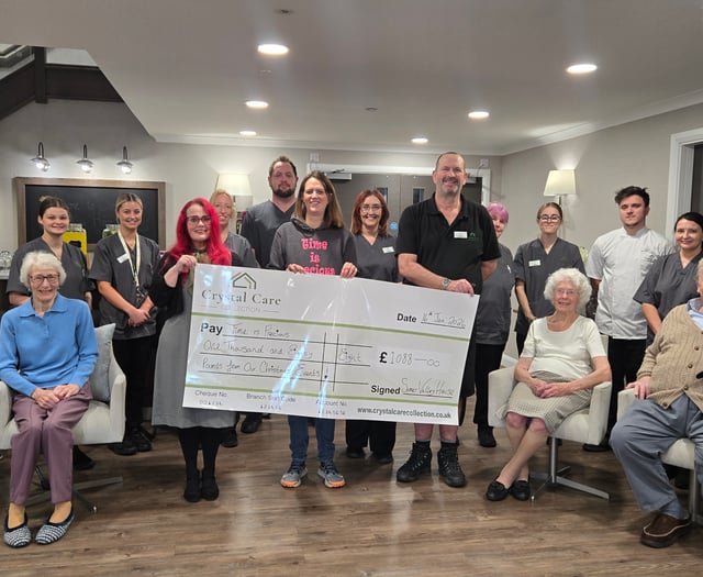 Care home donates more than £1,000 to local charity