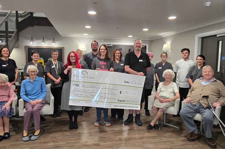 Somer Valley House care home, in Midsomer Norton, recently made a donation of £1,000 to Time is Precious, a local charity