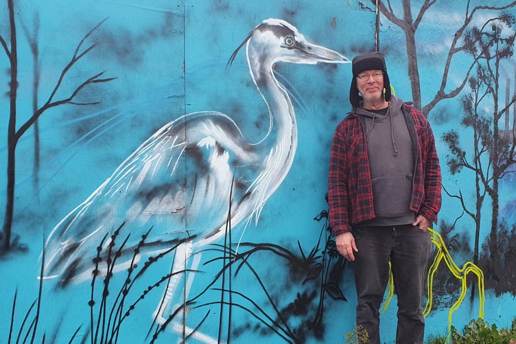 A mural by local artist Paul Mutartis Boswell is taking shape on hoardings by Vallis Road.