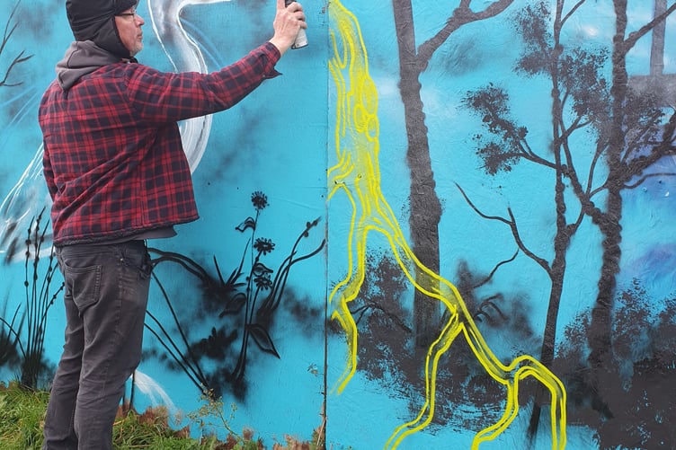 The mural including birds and wildlife has been designed to reflect the surrounding area and its history.