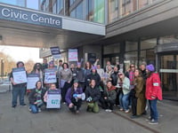 Protesting social workers drown out councillors