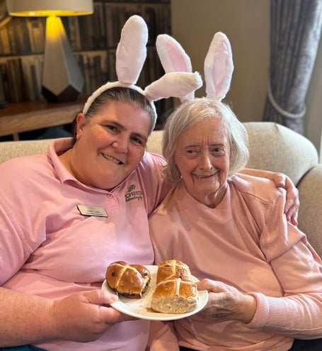 Bunny ears and buns aplenty as Crandon Spring Care Home in Wells celebrate Easter.