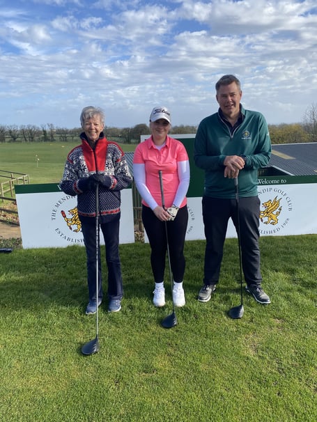 Men's club captain Phil Leadbeater, Ladies club captain Alison Kay and junior captain Libbie Dezis