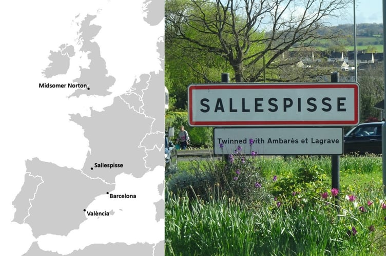 The Somerset sign swapper has gone international as this road sign for the French village of Sallespisse appeared on Phyllis Hill in Midsomer Norton (Picture: Sheila Hayward Black)