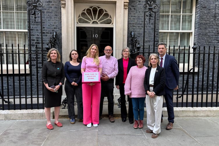 Wera Hobhouse with MPs and Dignity in Dying campaigners including Bath's Pauline Carrol at No. 10.