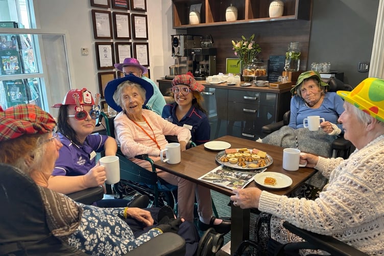 Silly hats galore as residents at Kingfisher Lodge raise funds for Brain Tumour Research on Wear a Hat Day.
