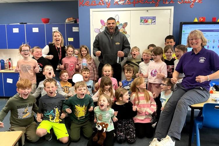 Pupils at Westfield School received an inspiring visit from Gladiator's star Zack George, aka Steel.