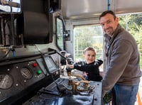 Radstock schoolboy's names new electric locomotive at Whatley Quarry