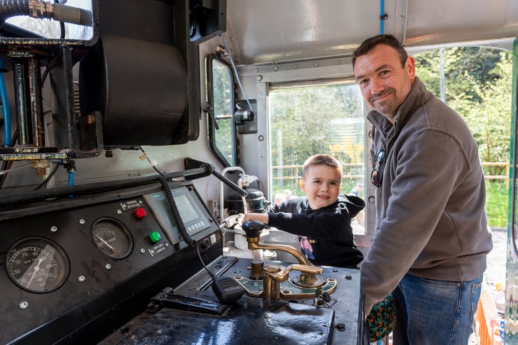 Schoolboy Cillian Gallagher all aboard the new electric locomotive named after his winning competition entry.