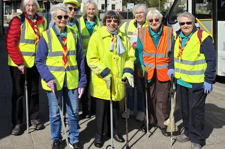 The Clutton Trefoil Guild taking part in the South West England Eco Project 'Sweep' region-wide litter pick.