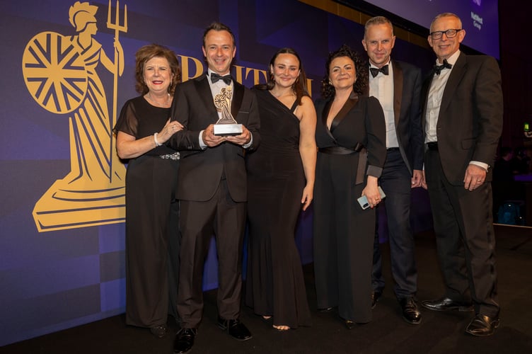 The team at Dynisma in Barrow Gurney, Somerset, collecting their Leadership Team of the Year award during the ceremony 