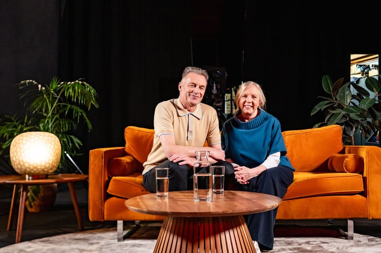 Chris Packham and Deborah Meaden during filming of the People's Emergency Briefing