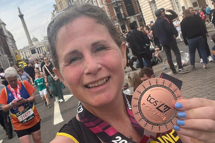 Somer AC's Anne Garnish completes the 2026 London Marathon in style for the Radstock-based club.