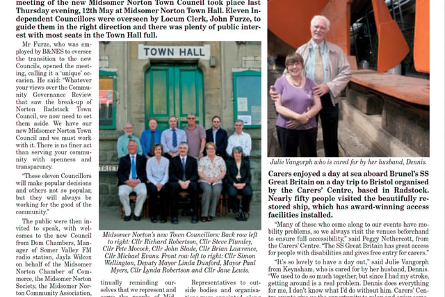 Midsomer Norton mayor re-elected for third time as council turns 15