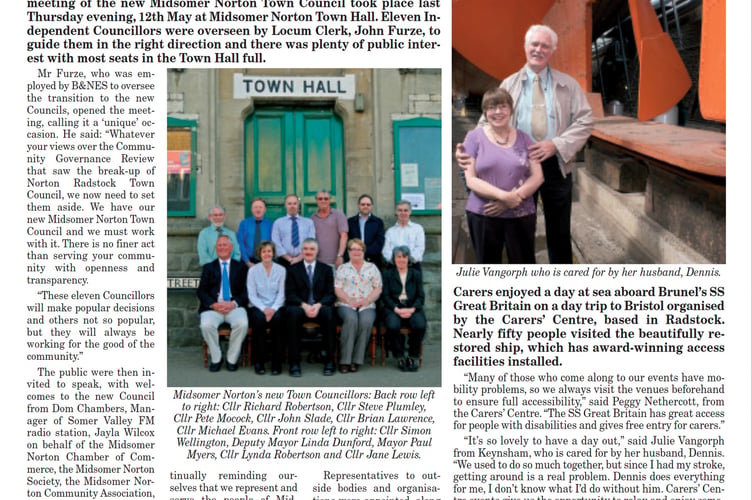The first ever meeting of the new Midsomer Norton Town Council as reported on May 19, 2011.