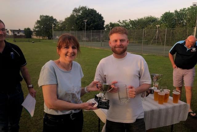 Alan Thomas trophy winner Nathan Flynn with Nicky Brice.