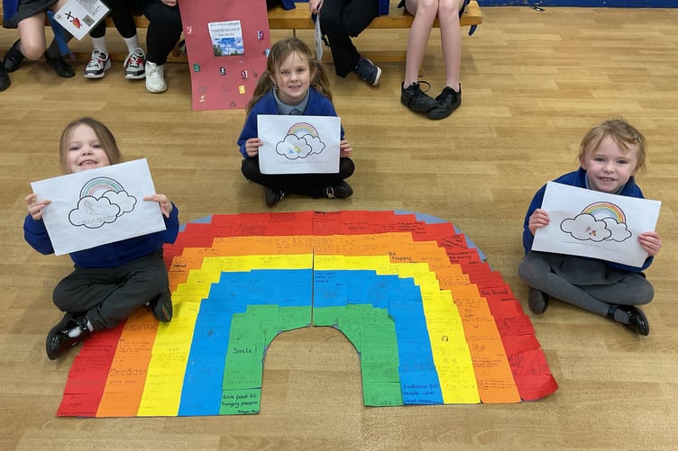 Children from St Benedict's celebrating their well-deserved UNICEF Bronze award.