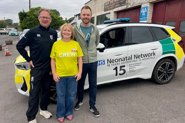 Beneficiaries this year include Chew Valley School and Bishop Sutton Primary School, their headteachers here with race director Denise Mellersh.