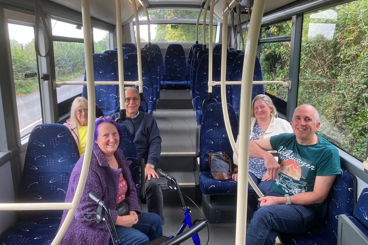 Campaigner Jackie Head with passengers on the X91 and 99 WESTlocal bus services in the Chew Valley.