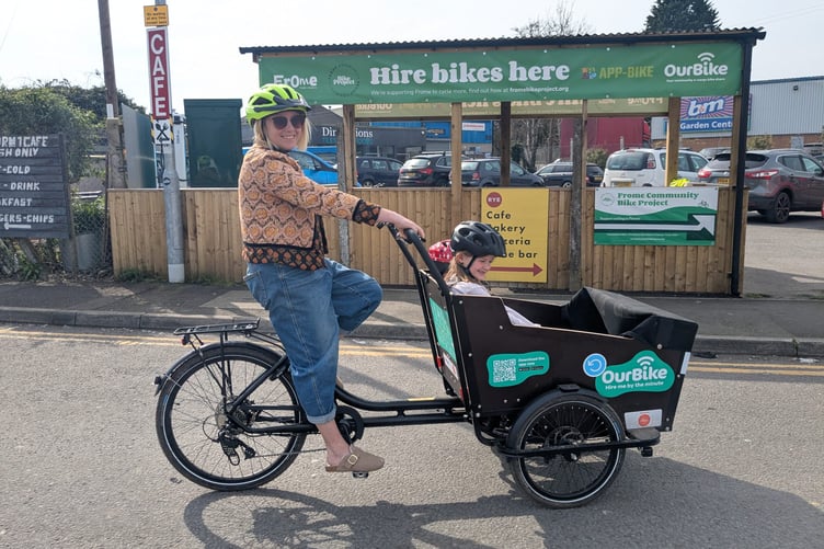 The community bike project in Frome also offers a cargo bike for larger loads or transporting children.
