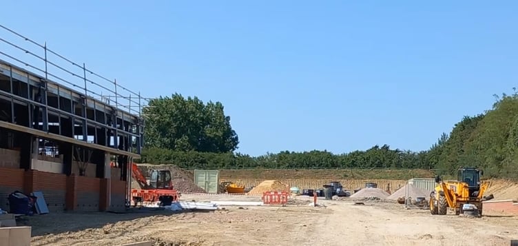 Construction under way on the new Home Bargains store on Oakley Way in Frome.
