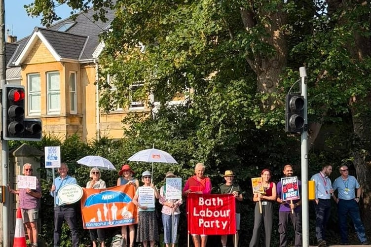 A rally outside RUH, with Radstock councillor Lesley Mansell, highlighted the plight of RUH bank staff.