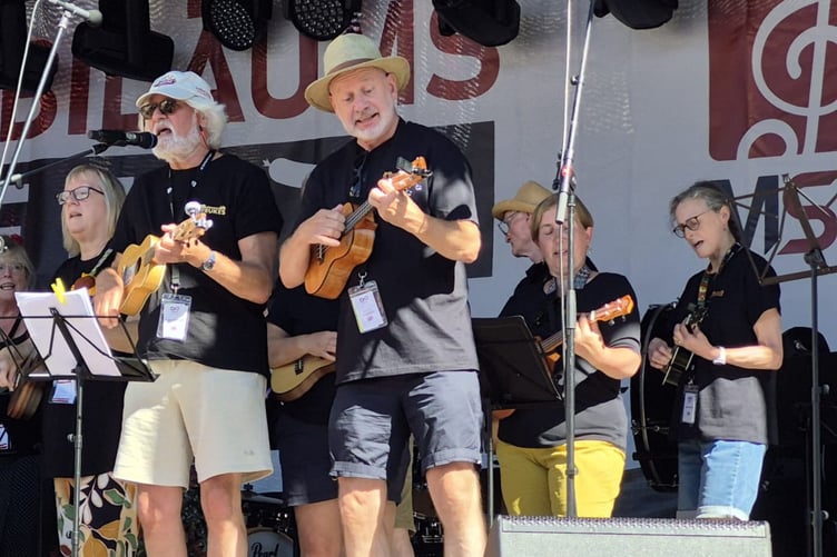 The ukulele group from Frome went down a storm as they took to the stage in Murrhardt.