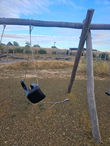 A child in the swing at Old Showfield play area was injured when its fixings became detached.