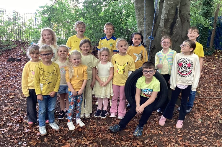 Pupils sporting yellow as St Benedict's supports the Hello Yellow children's mental health campaign.