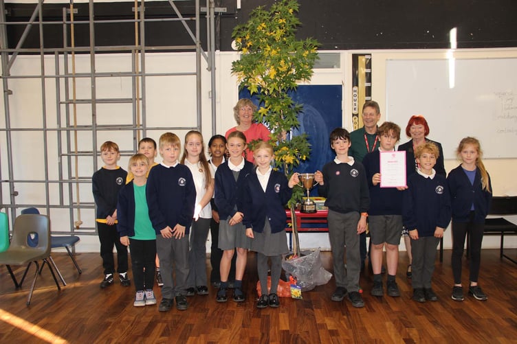 Paulton Junior School celebrating their Bath in Bloom Gold Award as well as achieving their highest marks ever.