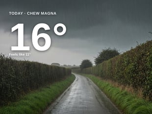 Chew Magna: heavy rain, high of 14°C on Saturday