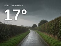 Chew Magna: heavy rain, high of 17°C today