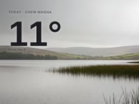 Chew Magna: rainy day, high of around 11°C