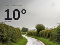 Chew Magna: rainy day, high of around 10°C