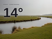Chew Magna: rainy day, high of 14°C