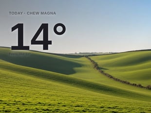 Chew Magna: sunny day, high of 13°C