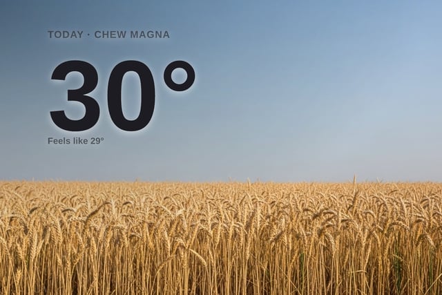 Chew Magna: sunny day, high of 30°C