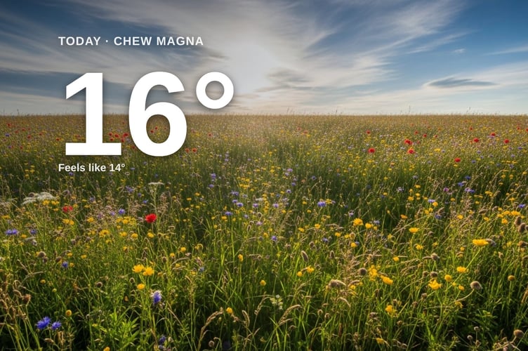 Chew Magna weather: partly cloudy Thursday with little chance of rain and a high of 15°C